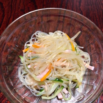 調味料を合わせて春雨を煮る事にびっくりしましたが、味がよくしみて、余計な水分が出ず美味しくできましたー！
ありがとうございます！